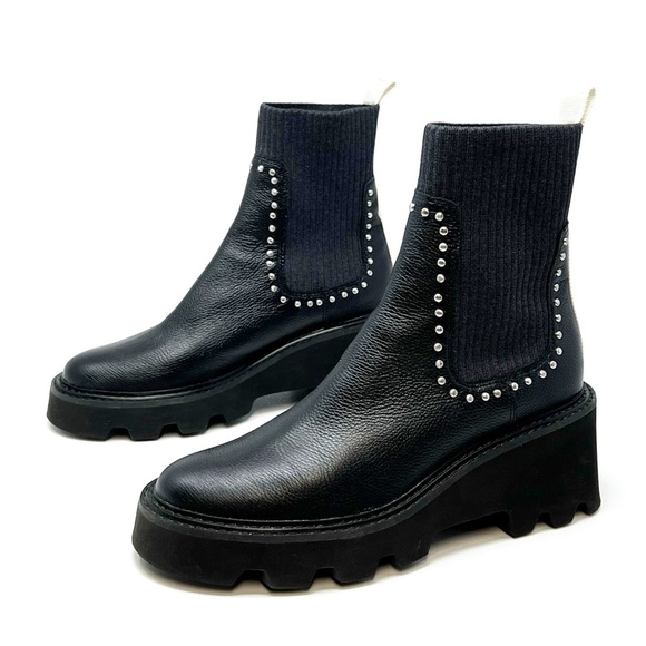 Dolce Vita Hoven Stud H2O Black Leather Chelsea Boot Size 9.5 Lug Sole New NWT - Picture 8 of 8